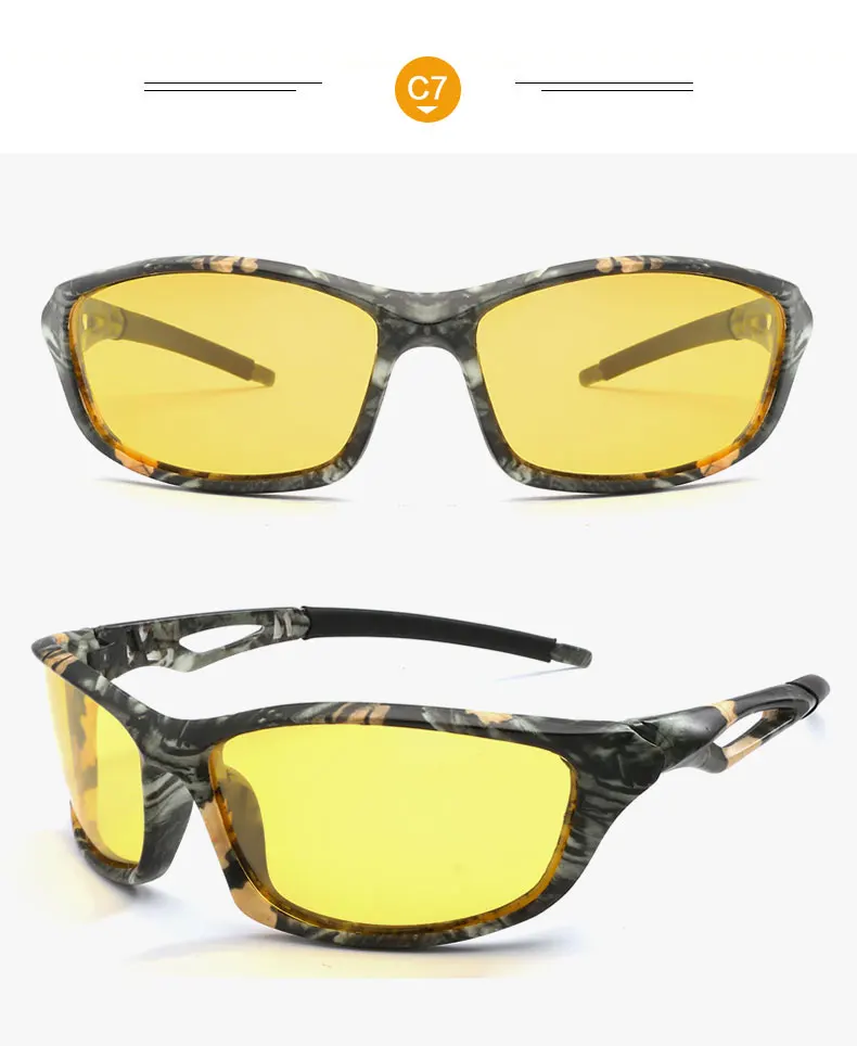 Новые поляризованные солнцезащитные очки фирменный дизайн мужские камуфляжные Квадратные Солнцезащитные очки для вождения очки ночного видения для мужчин Gafas UV400