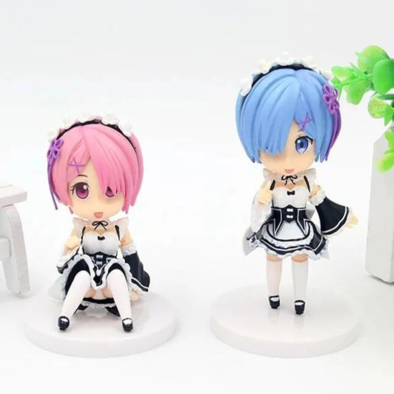 

Anime model figure Re:Life in a different world from zero Ram & Rem cute Nendoroid toy gifts 10cm Y7176