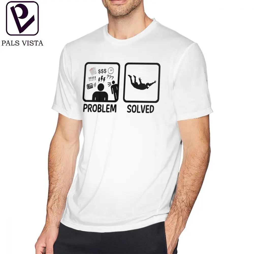 

Skydive T Shirt Funny Skydiving Problem Solved T-Shirt Short Sleeves Men Tee Shirt Print XXX Awesome Beach Tshirt