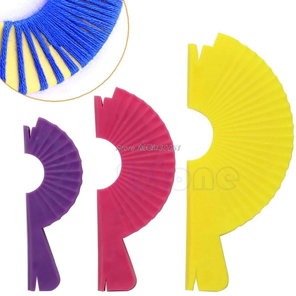

3 Pcs Fan Shape Pompom Maker Fluff Ball Weaver Needle Craft Knitting Loom Tool