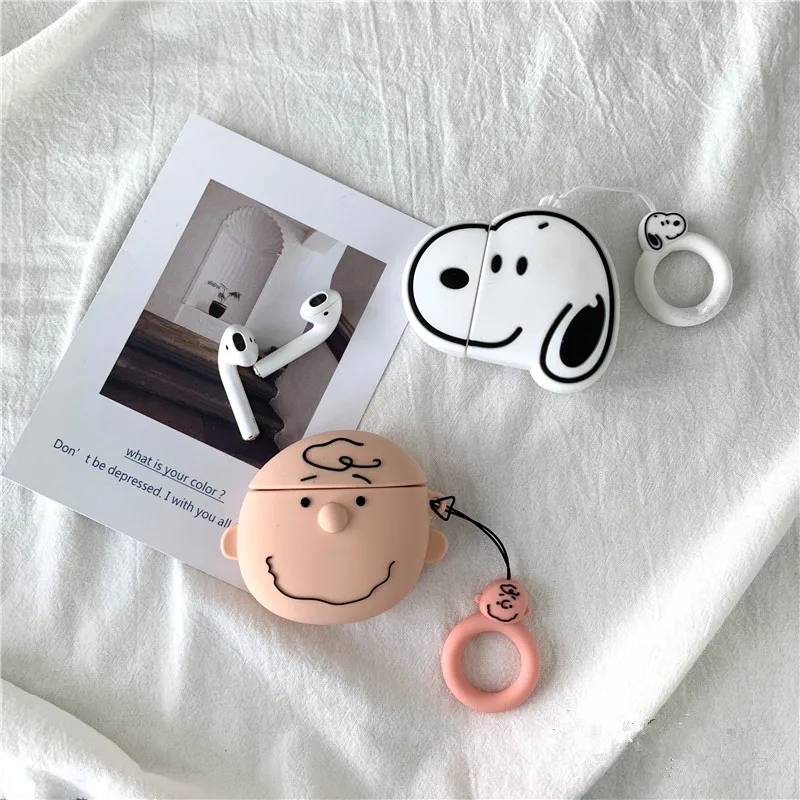 

Ring lanyard for apple airpods case soft cartoon dog wireless bluetooth headphone Charlie earphone charging box airpod skin 2 1