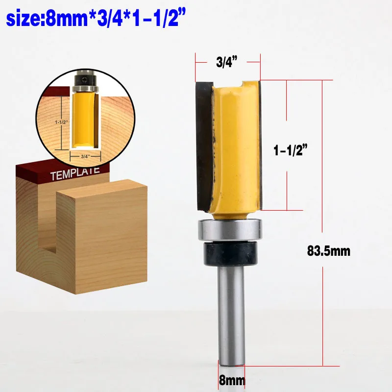 1 шт. 8 мм хвостовик шаблон отделка петля долбежные фрезы прямой концевой фрезы триммер Чистка заподлицо обрезки шипы для деревообработки