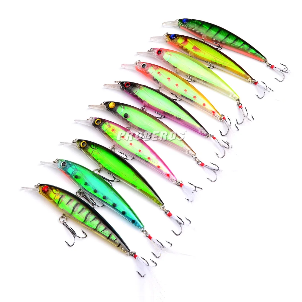 11cm 13.5g Fishing Lures 3D Eyes Floating Laser Minnow Hard Aritificial Wobblers Crankbait Tied feather Plastic Baits Pesca Isca