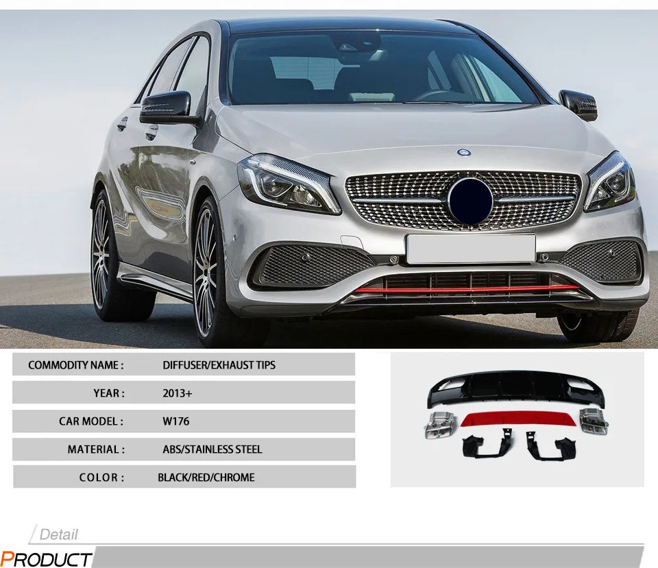 W176 ABS Пластик A45 рассеиватель AMG с 4 Выпускной советы для Mercedes-Benz A-class W176 Sport Edition A180 A200 2013