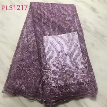 

Nigerian Lace Fabric 2019 French tulle Lace Fabric High Quality Beaded Lace Union African Lace Applique Fabric For Dress