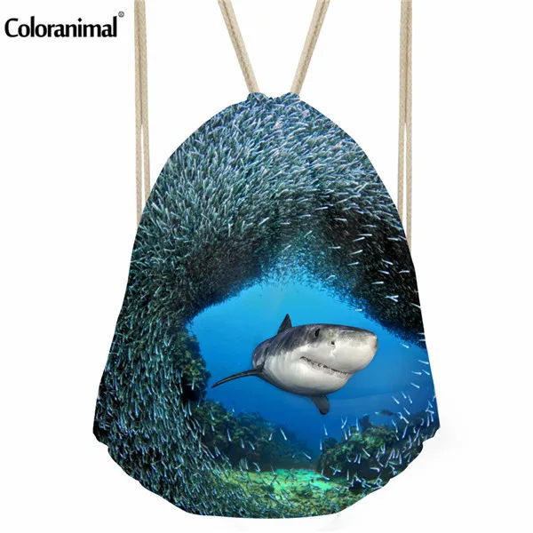 Coloranimal модные 3D Акула Рыба печати рюкзак Mochila Feminina строка Рюкзаки Для женщин Для мужчин Ежедневно Повседневное шнурок для девочек - Цвет: CA5321Z3