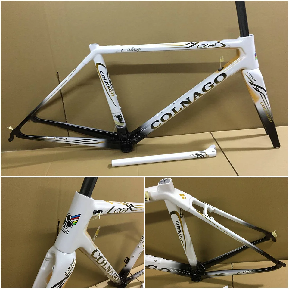 

2019 New arrival White Black Gold T1100 UD Glossy Colnago C64 carbon road frames frameset with 48/50/52/54/56cm for selection