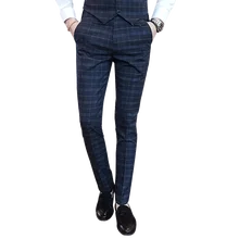 Мужская мода бутик решетки бизнес брюки для официального костюма/джентльмен Англия мужчин s зауженные повседневные брюки/Жених клетчатый костюм брюки