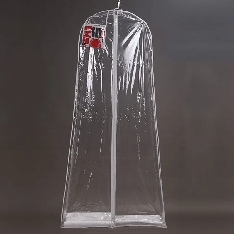 

Two-sides Transparent Women Robe Wedding Dress Case Clothes Storage Bag Water Dust Proof Cover PVC Hanging Organizers JD003
