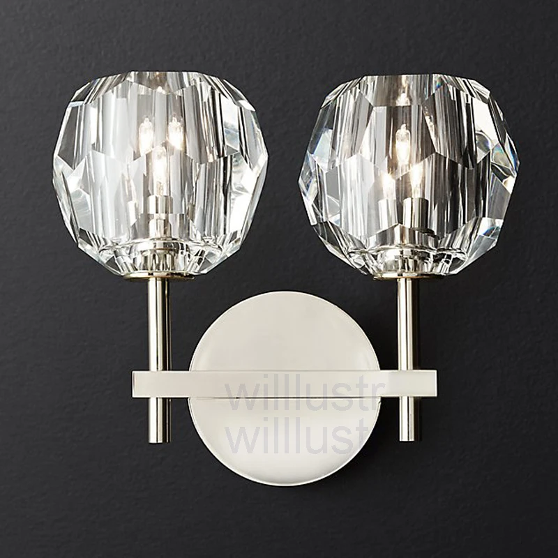 Lâmpada de Parede Boule de Cristal Café do Hotel Cristal Moderna Único Duplo Arandela Restaurante Barra Cabeceira Loft América Iluminação k9 Luz 7 High Quality wall sconce