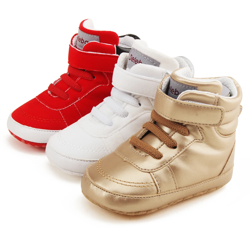

Delebao 2017 Winter New Design Baby Shoes High Ankle Hook & Loop Warm Toddler Shoes Infant Lace-up Fist Walkers