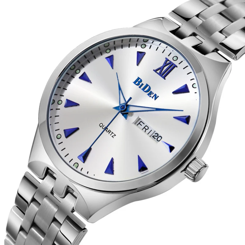 

BIDEN Men Quartz Watch Male Luxury Brand Hot Design Fashion Business Wristwatches Men waterproof Full Steel Watch Time Date