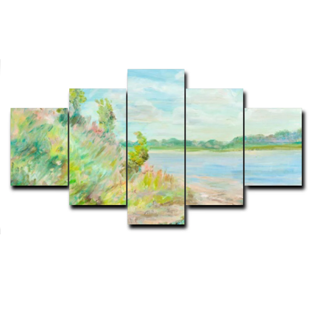 cheap Laeacco Landscape Flowers Scenery Canvas Oil Poster Prints Bed Living Room House Wall Decor Art Painting Home Decoration Picture