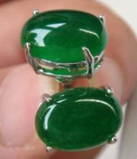 

Genuine Natural 13X18MM Green jade Earring AAA