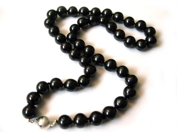 

Elegant Genuine Pearl Jewellery,9-10MM Black Color Freshwater Pearl Necklace,Round Magnet Clasp 18inches Real Pearl Jewelry