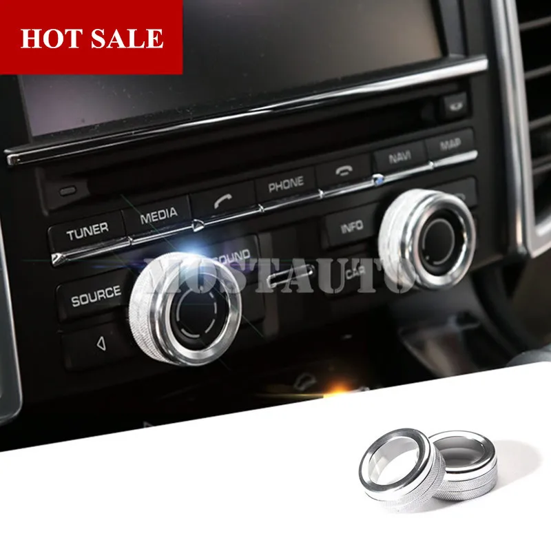 Inner Centre Console AC &amp Sound Volume Knob Cover For Porsche Panamera 2010-2016 2pcs Silver/Blue/Red Car Decor | Автомобили и