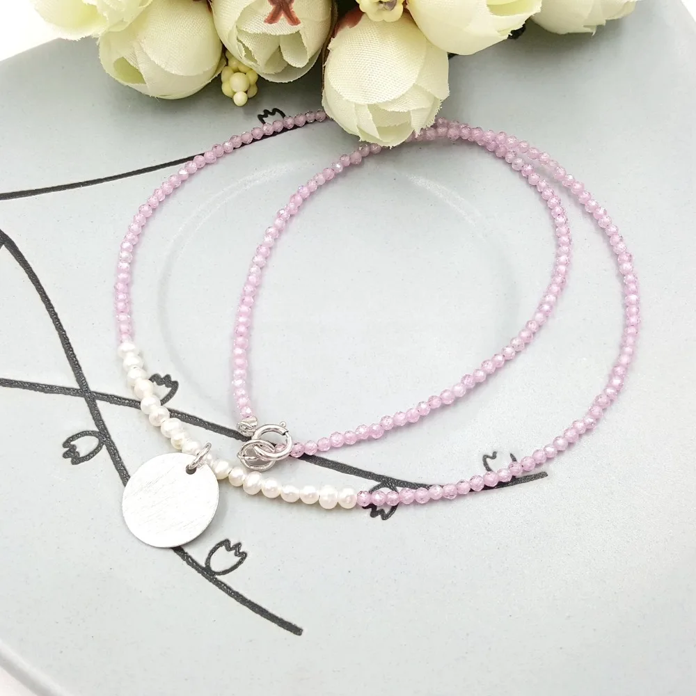 Messyfacialcumshots 買取 Lii 智ピンクジルコン小型淡水真珠 925 スターリングシルバーマットコイ ンペンダントシャイニングネックレス繊細なジュエリードロップシッピング オ ンライン 価格