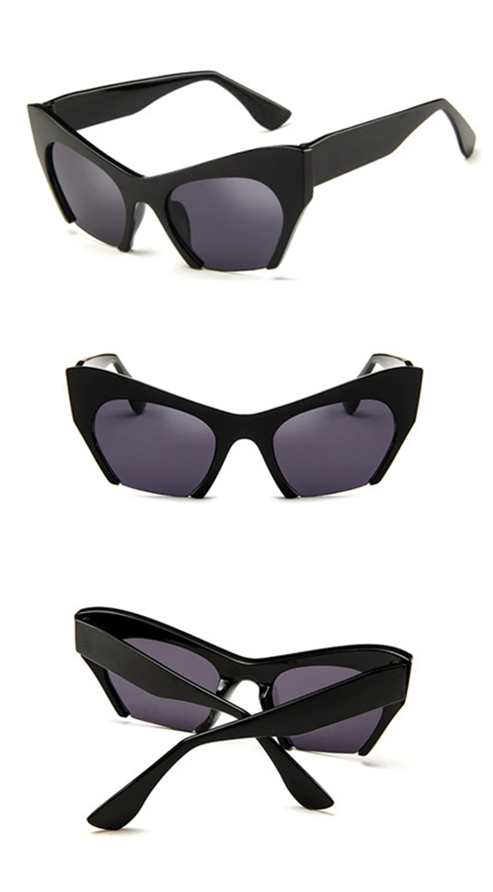  2018 Sexy Cat Eye Glasses Half Frame Black Clear Sunglasses WomenFrame Vintage Black Sunglasses Transparent Shades Ladies UV400 (7)