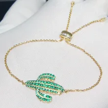 SLJELY, роскошный бренд, 925 пробы, серебряный, желтый, золотой цвет, Браслет С КАКТУСОМ, микро зеленый кубический цирконий, камни для женщин, хорошее ювелирное изделие