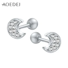 AOEDEJ Луна кристалл Элегантные серьги-гвоздики серьги для женщин девочек из нержавеющей стали маленькие серьги для детей модные ювелирные изделия