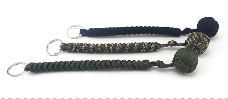Key chain Outdoor self-defense field emergency survival kit key rings seven-core umbrella hand-woven keychain with steel ball  (8)
