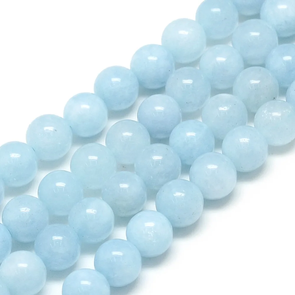 

6/8/10mm Natural AquamarineStone Semi-precious Stone Jewelry DIY Loose Ball Beads Strands, Round