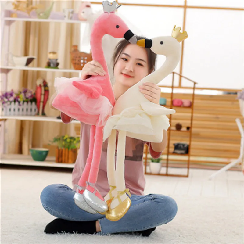

1pc 50/80cm Kawaii Swan Plush Toy Soft Stuffed Cute Animal Flamingo with Shoes Lovely Dolls for Kids Baby Children's Day Gifts