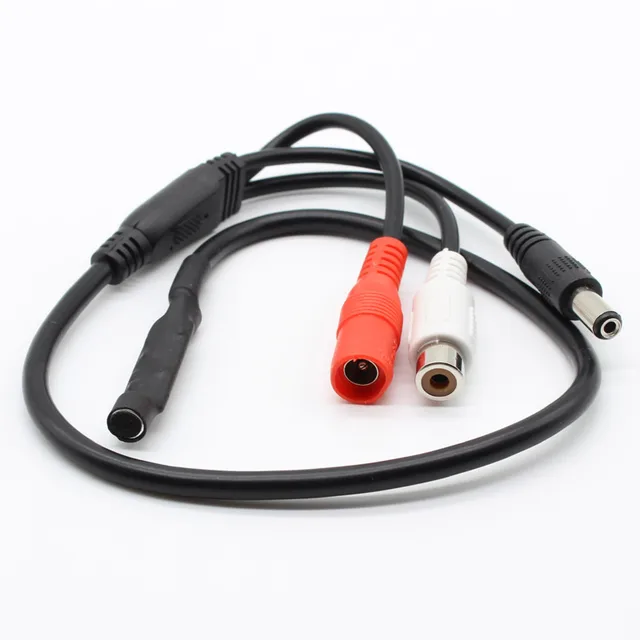 2pcs New Mini Audio CCTV Microphone Cable Camera Mic RCA Output Device for Security System