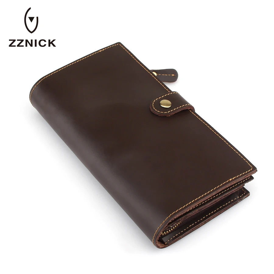 ZZNICK 2018 Новый мужской 100% кошелек из натуральной кожи Модный Мужской Длинный