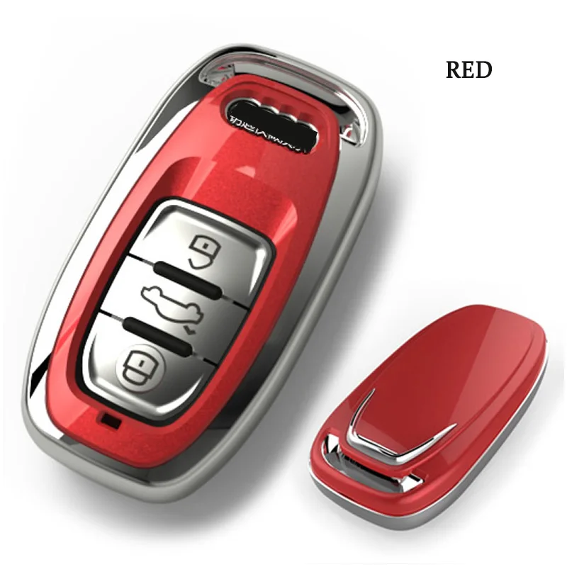 Брелок для ключей, цепочка-держатель ключа автомобиля чехол Обложка для Audi B6 B7 B8 A4 A5 A6 A7 A8 Q5 Q7 R8 TT S5 S6 S7 S8 SQ5 RS5 защитный чехол - Название цвета: red single