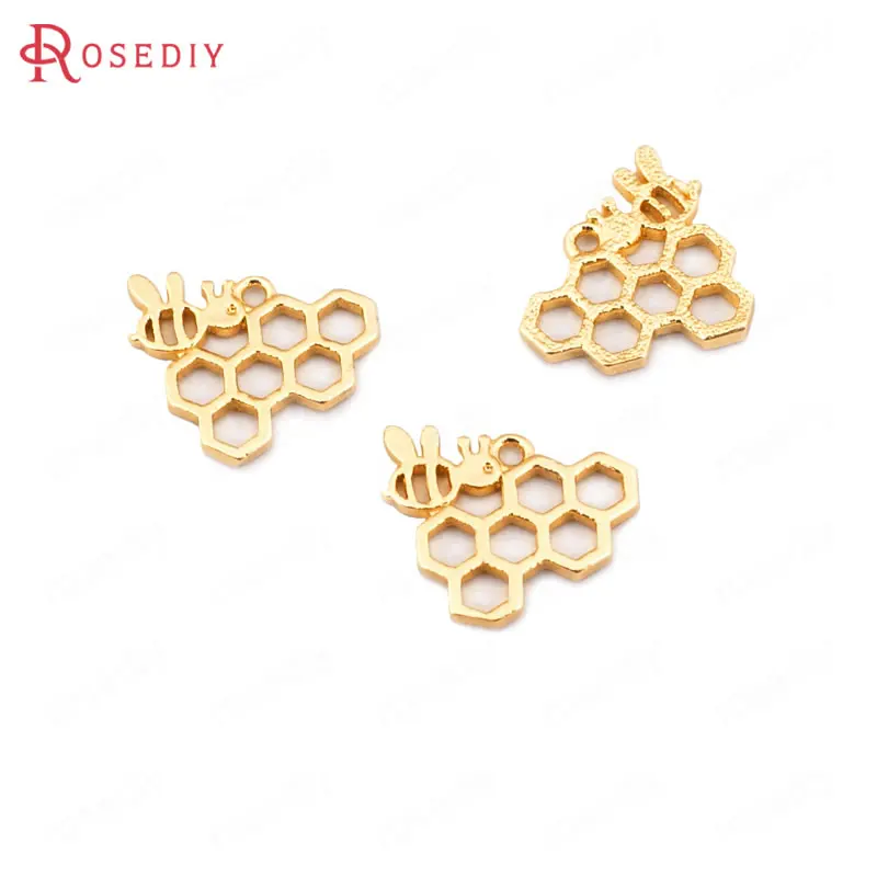 

(33544)10PCS 13.5x11MM 24K Gold Color Brass Bee Charms Pendants High Quality Diy Jewelry Findings Accessories wholesale