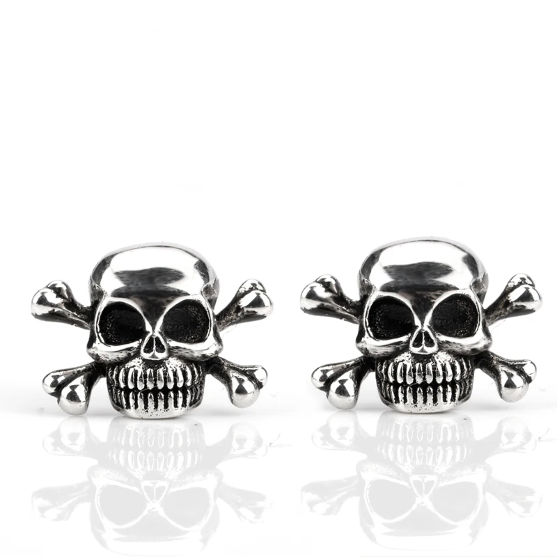 

Unisex Skull Stud Earrings 925 Sterling Silver Skeleton Pirates Vintage Punk Earrings For Men Women Cool Jewelry