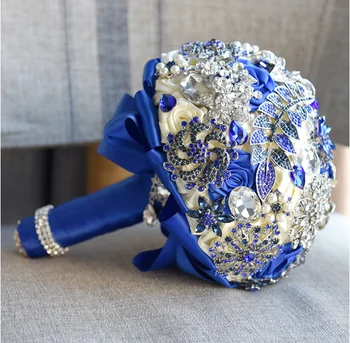 

2019 Crystal Brooch Adorned Bridal Wedding Bouquet Handmade Flowers Spring Bride Bridesmaid Handholds Bling Bling