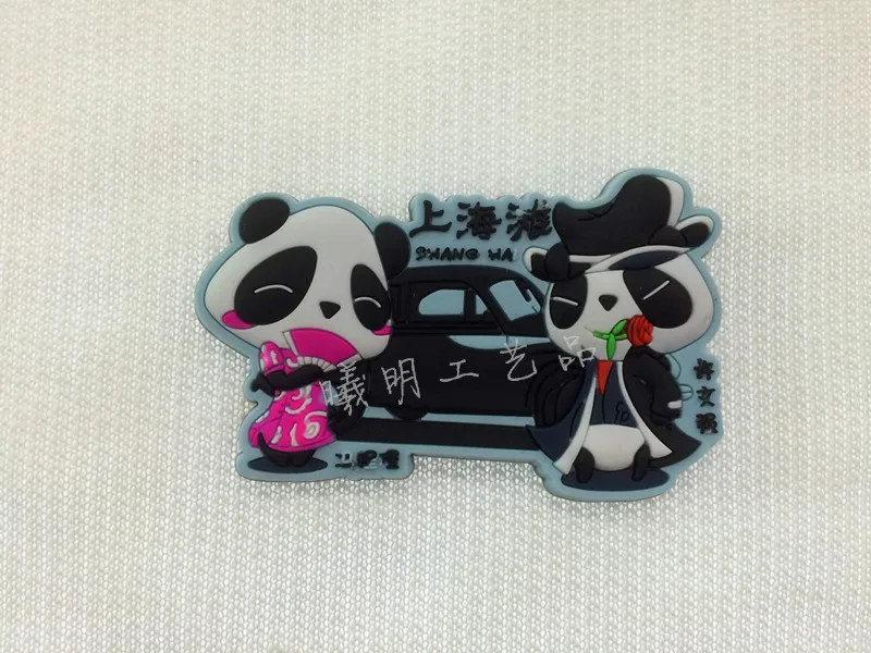 Shanghai Panda mit Oriental Pearl Tower China Fridge Poly Magnet Souvenir, 70 