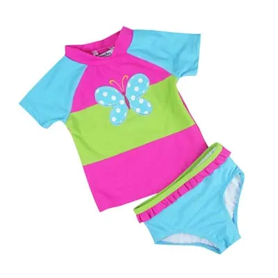 Детское бикини для девочек купальный костюм, для малышей летний купальник для девочек купальник из двух частей новорожденных шорты пляжная футболка - Цвет: Sky blue