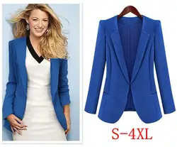 Для женщин; большие размеры XL 2XL 3XL 4XL Мода повседневное пальто женские костюмы Blaser Feminino 2018 Цвет: черный, синий с закрытой грудью