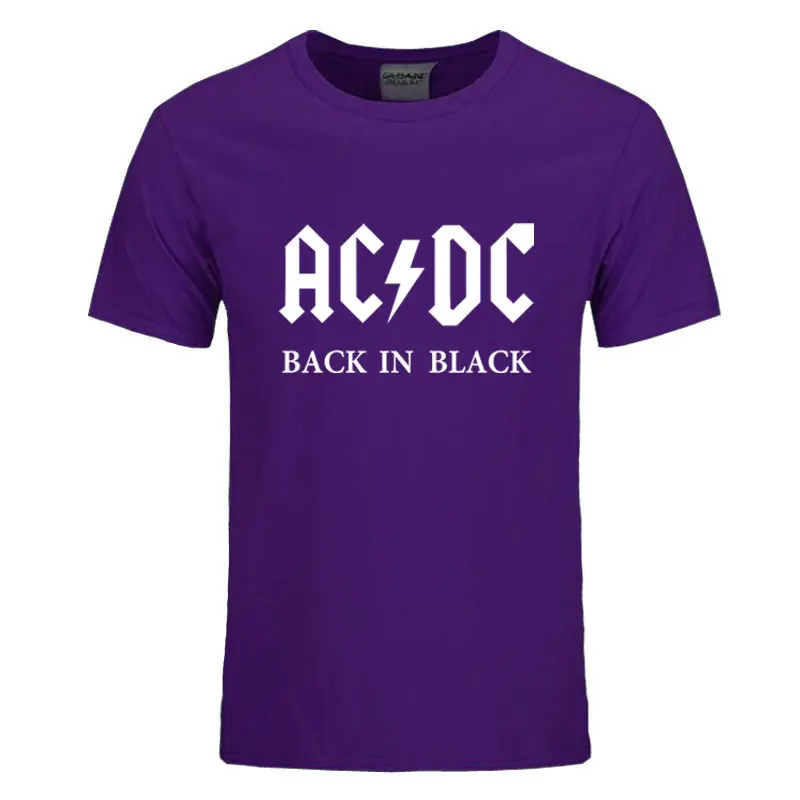 Рок группа AC DC Футболка Мужская Лето хлопок Модная брендовая ACDC Мужская футболка хип-хоп футболки для фанатов - Цвет: purplewhite