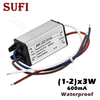 

1-2x3W IP67 Waterproof LED Driver Output DC2-7V Constant Current 600mA Transformer Power Supply For 3W 6W High Power led chip