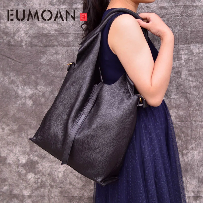

EUMOAN Brand Cow Leather Tote Bags Designer Cowhide Handbags Women Shoulder Bags Fashion Female Large Capacity Liner Bag