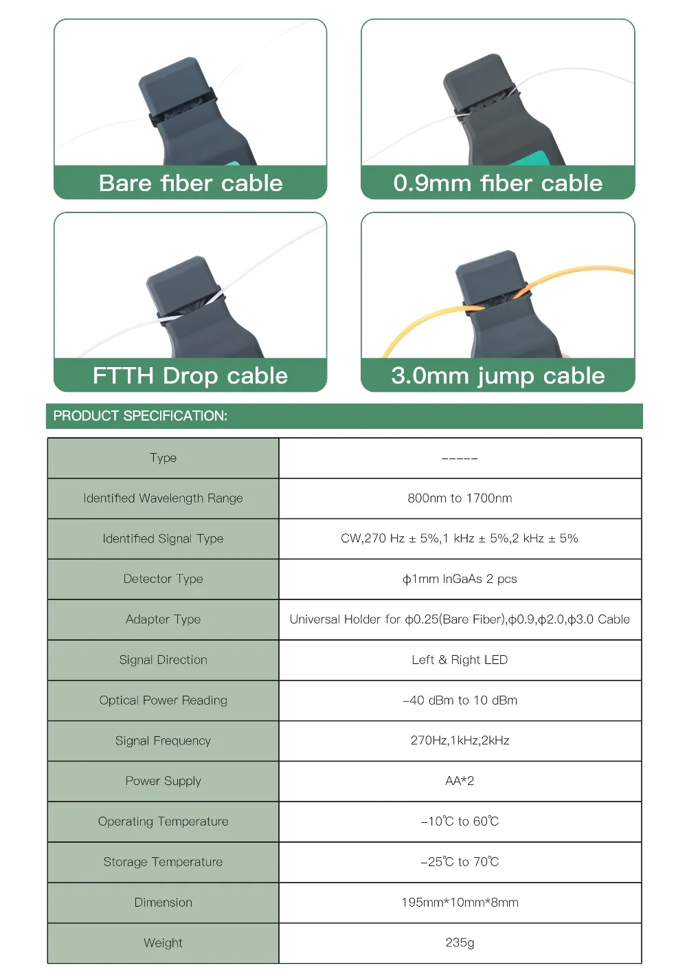 Экономический идентификатор оптических волокон FTTH детектор движения HYTT-40 Identificador de Fibra Optica