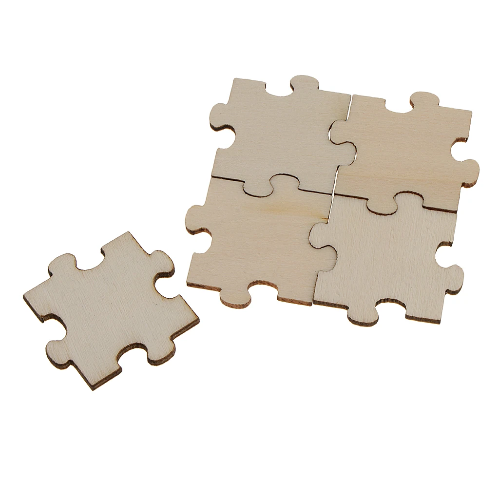  50Pcs 40x40mm Square Puzzle of Wood Pieces Double-sided Wooden Embellishment DIY for Card Making,Scrap booking,Arts and Crafts 