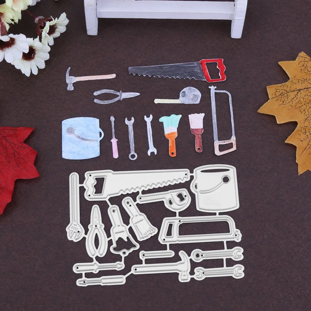 

Saw Bucket Tool Set Metal Cutting Dies Stencils For DIY Scrapbooking Decorative Embossing Suit Paper Cards Die Cutting Template
