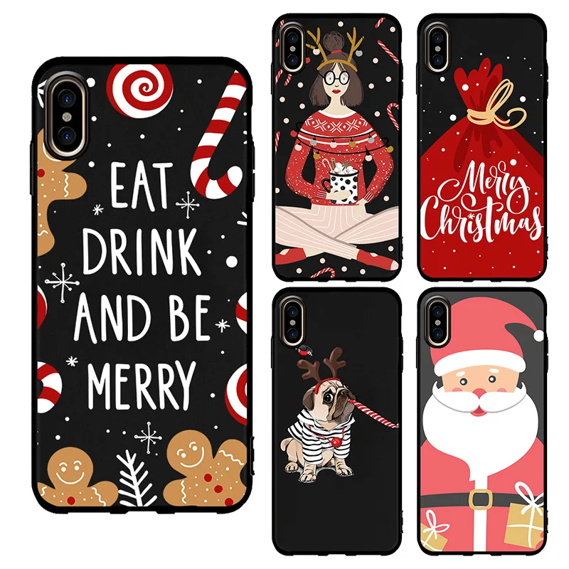 Retail Custom Christmas Phone Case Soft TPU For iPhone Xs Max Xr UV Printing DIY Design for Samsung Note 9 S9 Santa Claus |