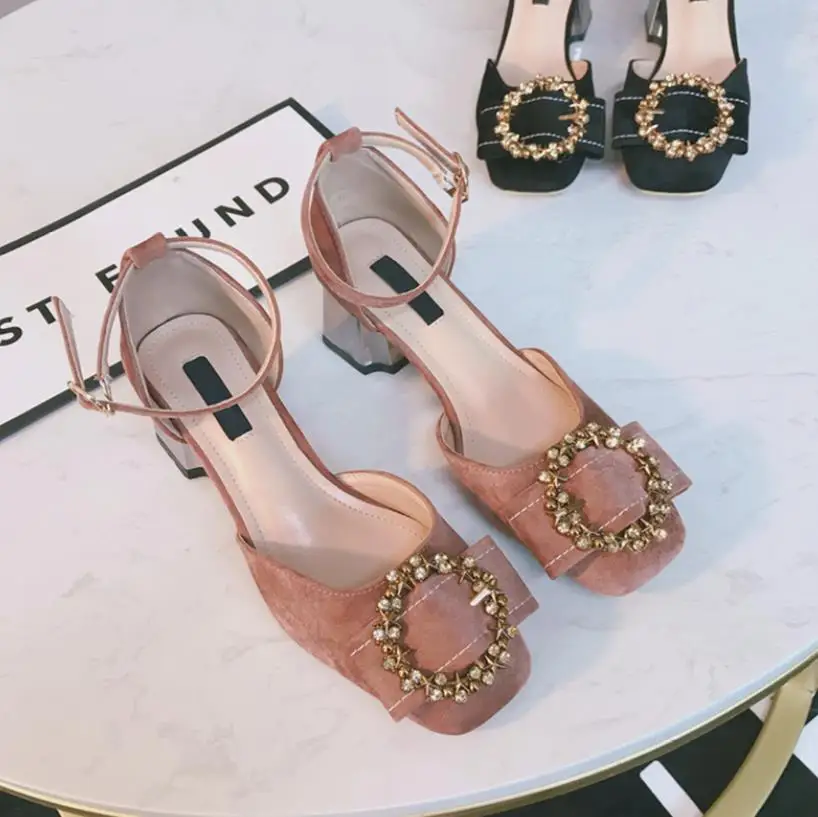 Para De Retro Coreana Primavera 2019 Tacones rosado Negro Ir Otoño Elegante Nueva El Y Con Versión La rXnxzr