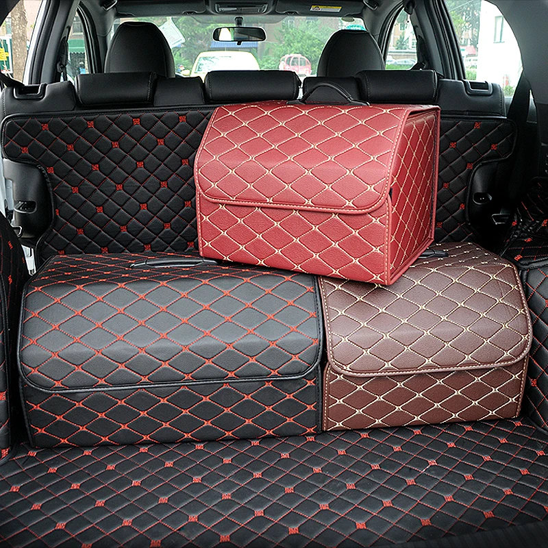 car trunk organizer box storage bag auto trash tool bag PU