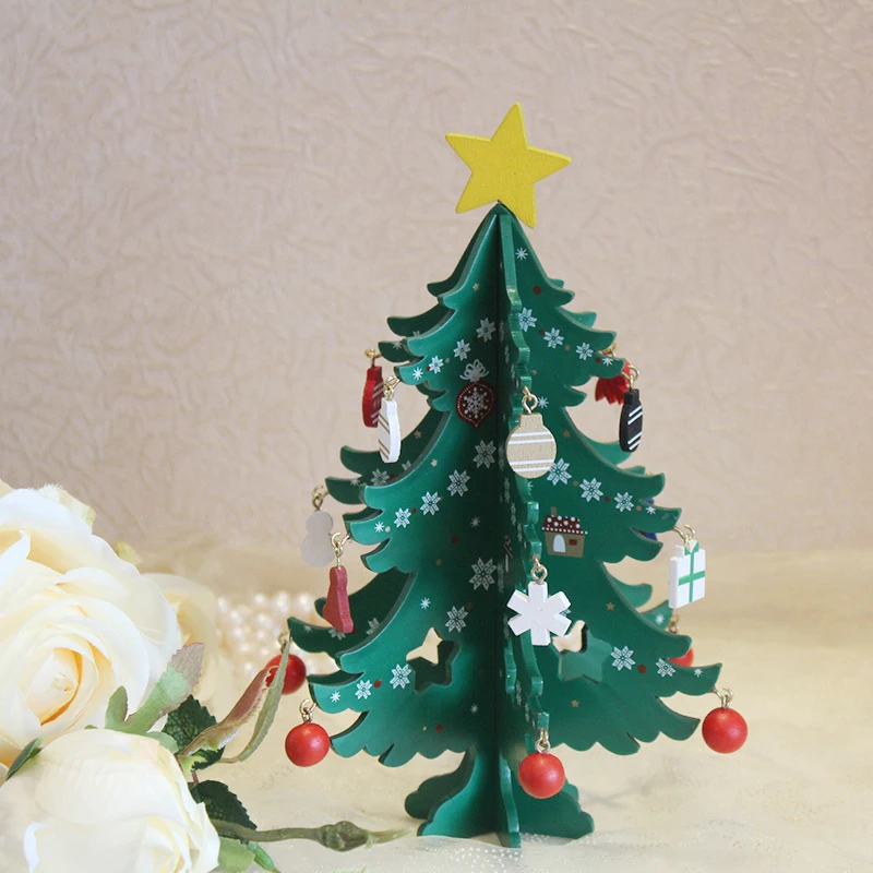 Рождественская тема, домашний стол, мебель ручной работы, деревянная елка, украшение для рабочего стола, праздничные подарки, креативные поделки