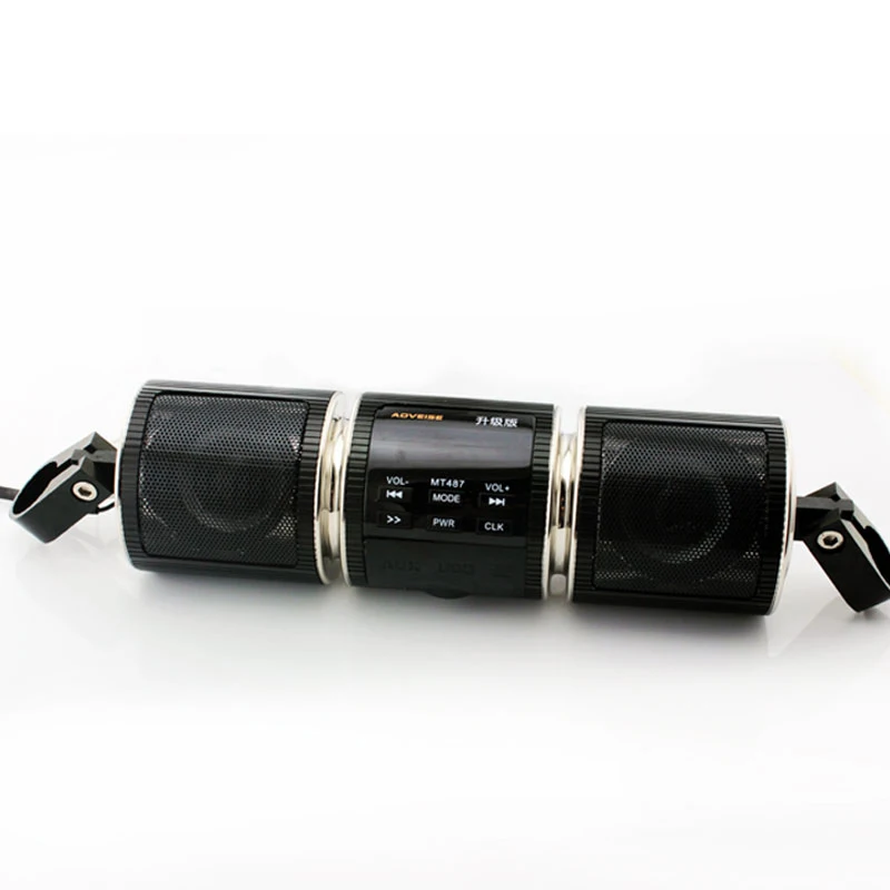 New Style 12V Motorcycle Head Sound Bluetooth Audio Motor Bluetooth MP3 Audio With Theft Protection Clock AUX Input