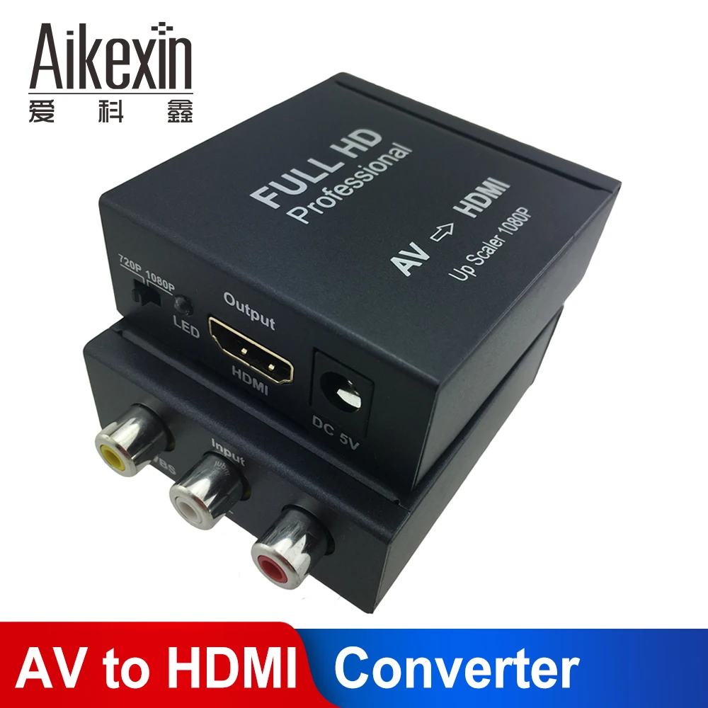 Aikexin конвертер видео из AV в HDMI композитный 3RCA CVBS к HDMI конвертер HDMI AV2HDMI адаптер Поддержка 720 P/1080 P для ТВ/PC/PS3