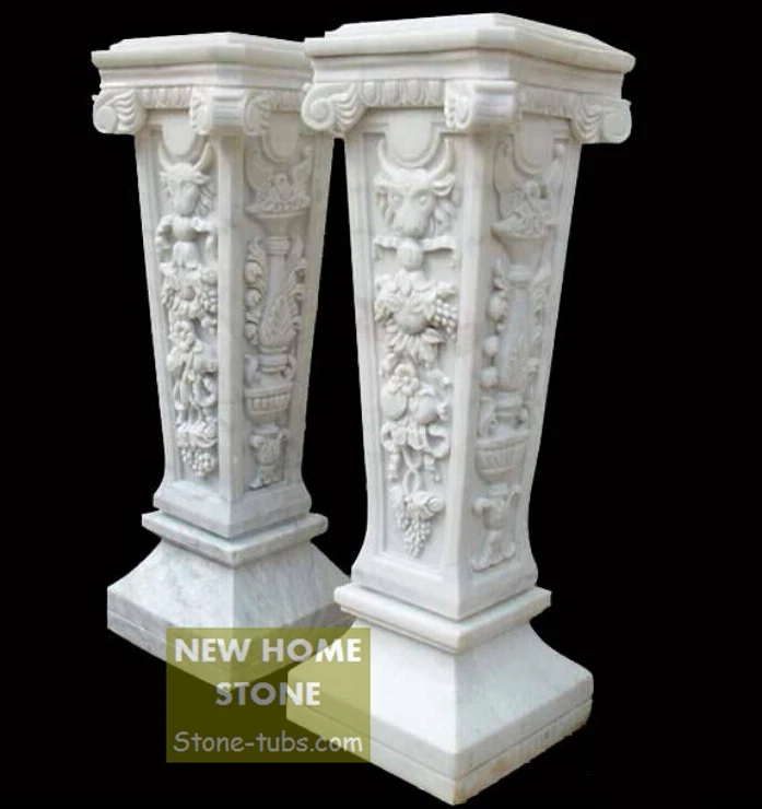 Stone Columns Design Magnificent Square Column White Marble Hand Carved