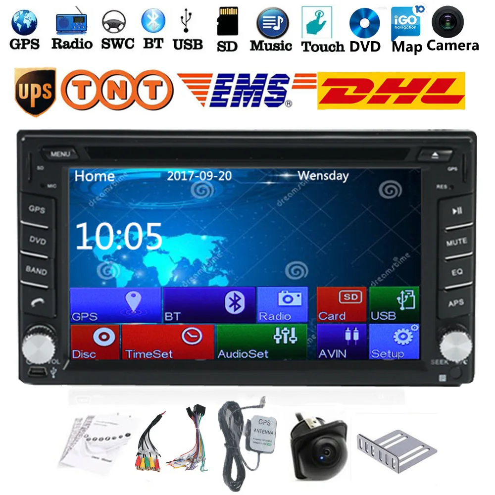 

2 Din GPS 6.2'' Car DVD Player Video Stereo BT Stereo Radio CD MP3 MP4 With Camera